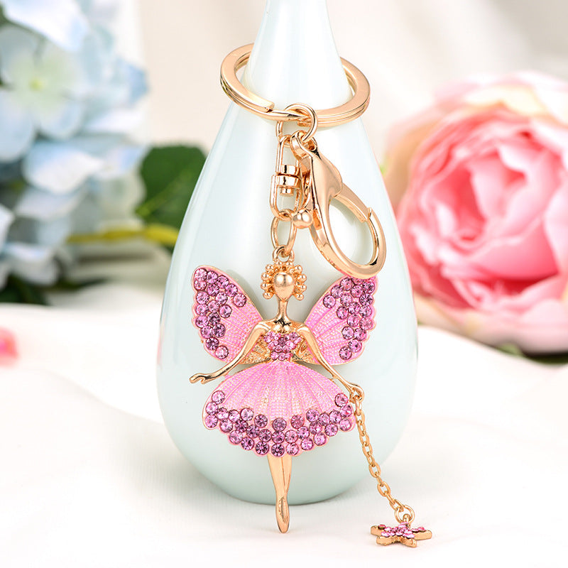 Wholesale Water Diamond Butterfly Fairy Metal Keychains